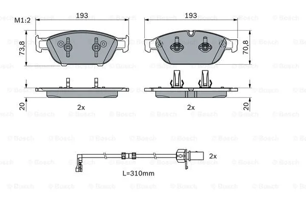 0 986 494 986 BOSCH Комплект тормозных колодок, дисковый тормоз (фото 1)