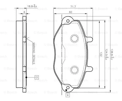 0 986 TB2 020 BOSCH Комплект тормозных колодок, дисковый тормоз (фото 1)