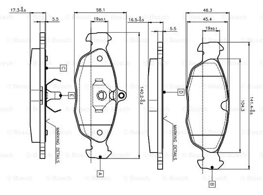 0 986 TB2 021 BOSCH Комплект тормозных колодок, дисковый тормоз (фото 1)