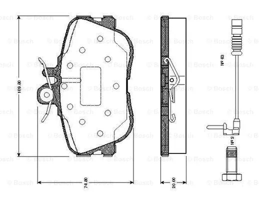 0 986 TB2 024 BOSCH Комплект тормозных колодок, дисковый тормоз (фото 1)