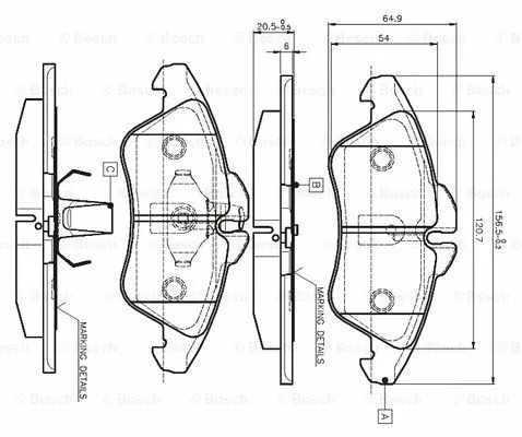 0 986 TB2 030 BOSCH Комплект тормозных колодок, дисковый тормоз (фото 1)