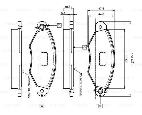 0 986 TB2 043 BOSCH Комплект тормозных колодок, дисковый тормоз (фото 1)