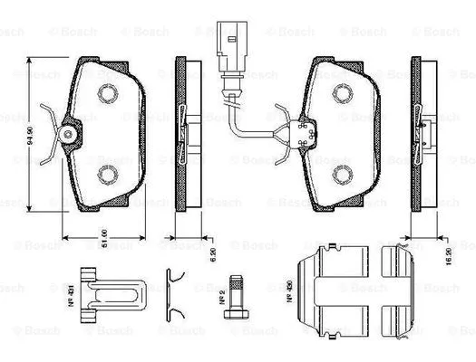 0 986 TB2 047 BOSCH Комплект тормозных колодок, дисковый тормоз (фото 1)