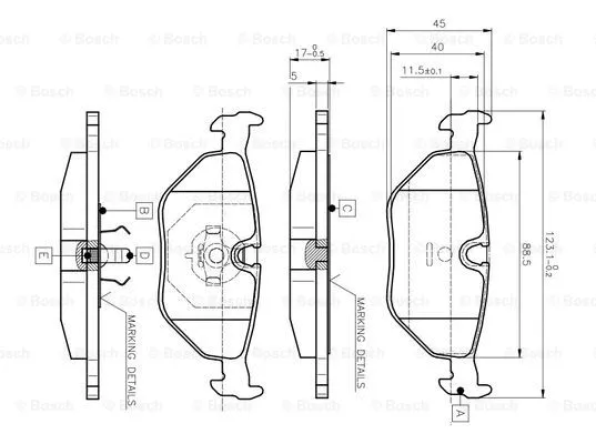 0 986 TB2 143 BOSCH Комплект тормозных колодок, дисковый тормоз (фото 1)