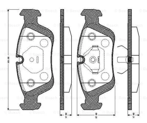 0 986 TB2 208 BOSCH Комплект тормозных колодок, дисковый тормоз (фото 1)