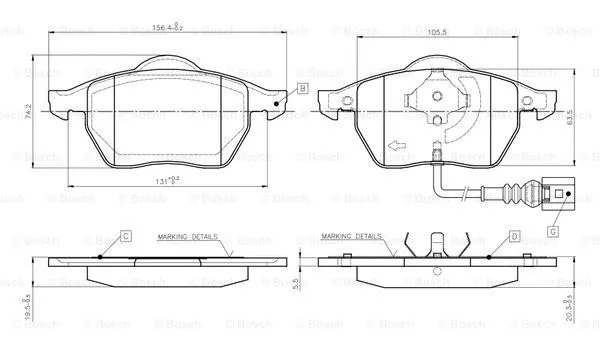 0 986 TB2 216 BOSCH Комплект тормозных колодок, дисковый тормоз (фото 1)