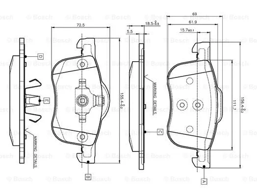 0 986 TB2 351 BOSCH Комплект тормозных колодок, дисковый тормоз (фото 1)