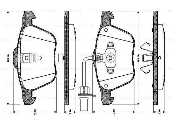 0 986 TB2 405 BOSCH Комплект тормозных колодок, дисковый тормоз (фото 1)