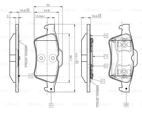 0 986 TB2 410 BOSCH Комплект тормозных колодок, дисковый тормоз (фото 1)