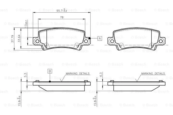 0 986 TB2 416 BOSCH Комплект тормозных колодок, дисковый тормоз (фото 1)