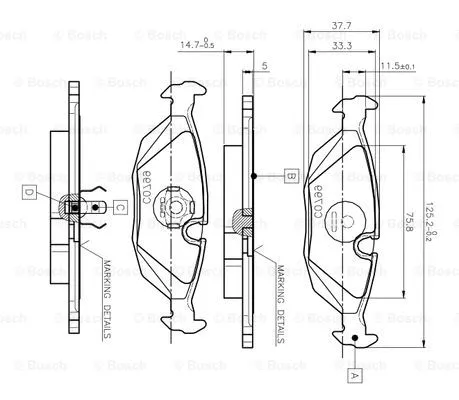 0 986 TB2 532 BOSCH Комплект тормозных колодок, дисковый тормоз (фото 1)