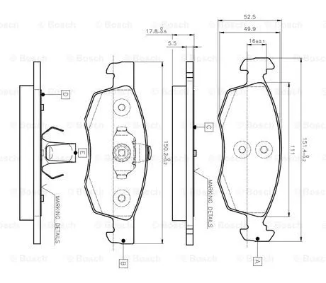 0 986 TB2 541 BOSCH Комплект тормозных колодок, дисковый тормоз (фото 1)