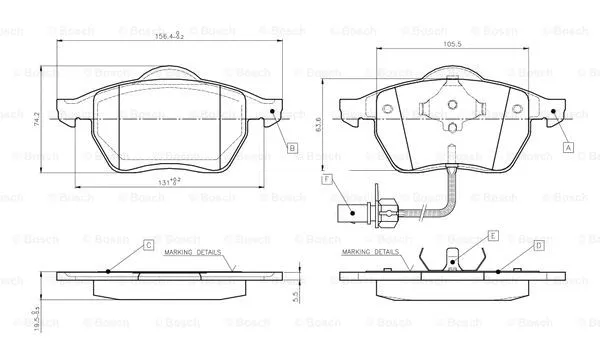 0 986 TB2 673 BOSCH Комплект тормозных колодок, дисковый тормоз (фото 1)