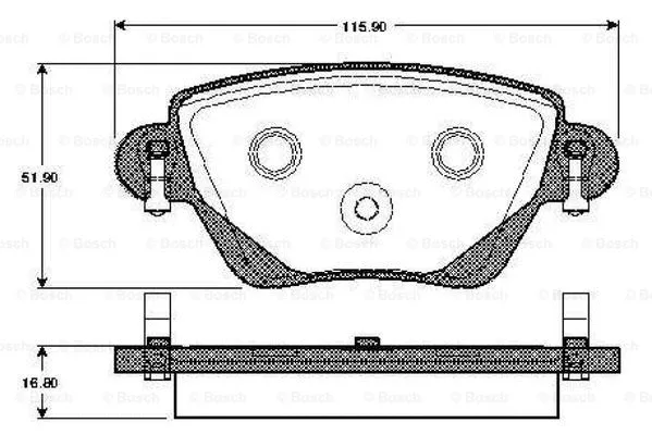 0 986 TB2 820 BOSCH Комплект тормозных колодок, дисковый тормоз (фото 1)