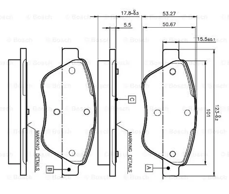 0 986 TB2 835 BOSCH Комплект тормозных колодок, дисковый тормоз (фото 1)