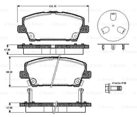 0 986 TB2 934 BOSCH Комплект тормозных колодок, дисковый тормоз (фото 1)