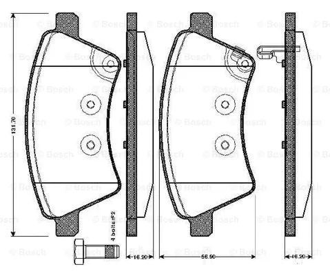 0 986 TB2 936 BOSCH Комплект тормозных колодок, дисковый тормоз (фото 1)