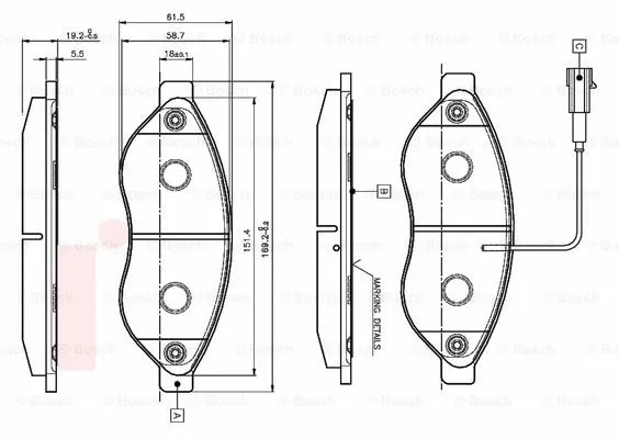 0 986 TB2 944 BOSCH Комплект тормозных колодок, дисковый тормоз (фото 1)