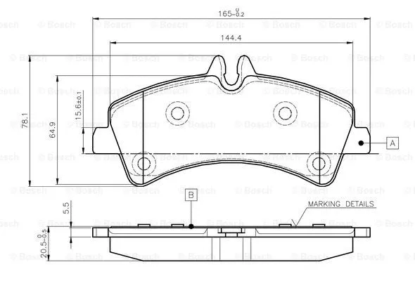 0 986 TB2 982 BOSCH Комплект тормозных колодок, дисковый тормоз (фото 1)