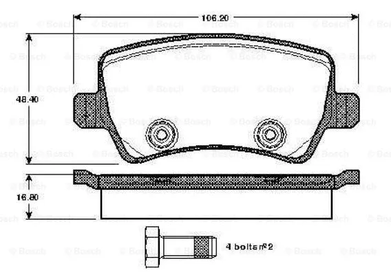 0 986 TB3 004 BOSCH Комплект тормозных колодок, дисковый тормоз (фото 1)