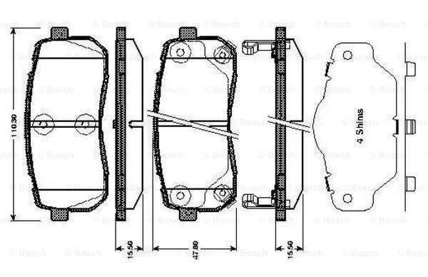 0 986 TB3 012 BOSCH Комплект тормозных колодок, дисковый тормоз (фото 1)