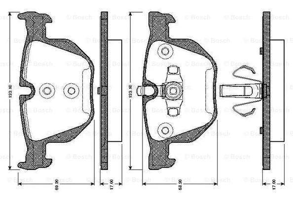 0 986 TB3 024 BOSCH Комплект тормозных колодок, дисковый тормоз (фото 1)