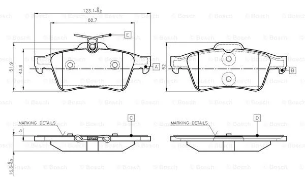 0 986 TB3 028 BOSCH Комплект тормозных колодок, дисковый тормоз (фото 1)