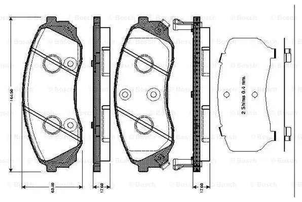 0 986 TB3 043 BOSCH Комплект тормозных колодок, дисковый тормоз (фото 1)