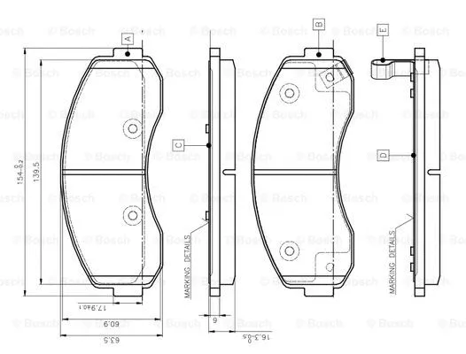 0 986 TB3 045 BOSCH Комплект тормозных колодок, дисковый тормоз (фото 1)