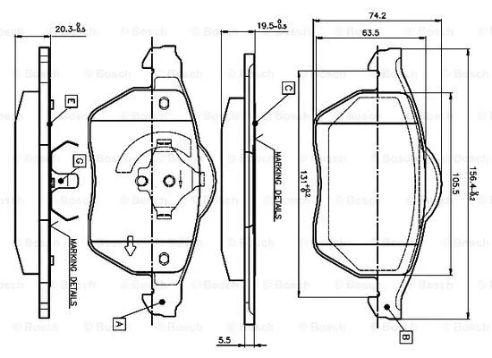 0 986 TB3 068 BOSCH Комплект тормозных колодок, дисковый тормоз (фото 1)