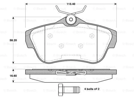 0 986 TB3 084 BOSCH Комплект тормозных колодок, дисковый тормоз (фото 1)