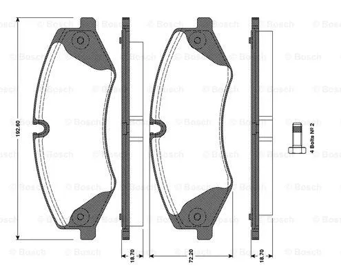 0 986 TB3 098 BOSCH Комплект тормозных колодок, дисковый тормоз (фото 1)