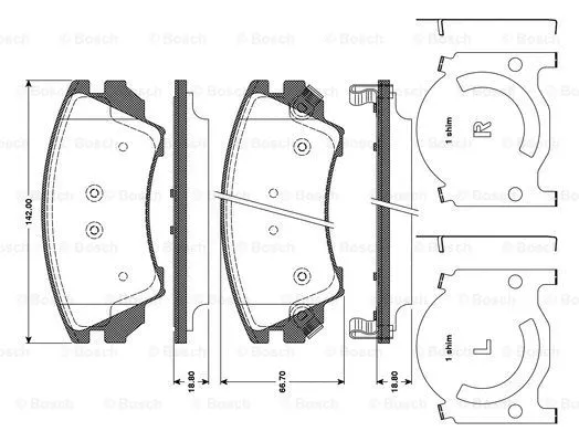 0 986 TB3 107 BOSCH Комплект тормозных колодок, дисковый тормоз (фото 1)