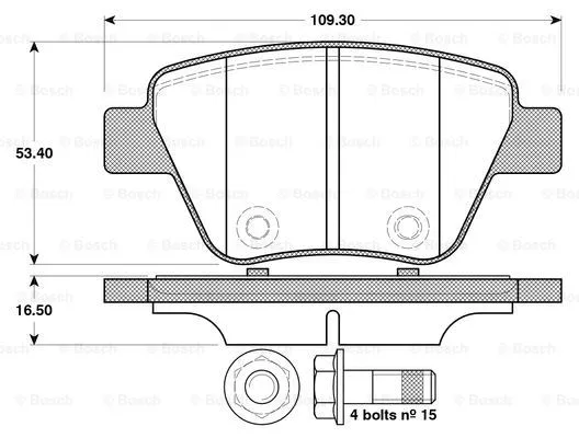 0 986 TB3 114 BOSCH Комплект тормозных колодок, дисковый тормоз (фото 1)