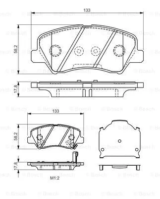 0 986 TB3 160 BOSCH Комплект тормозных колодок, дисковый тормоз (фото 1)