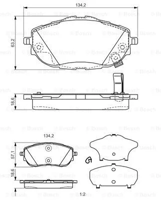 0 986 TB3 213 BOSCH Комплект тормозных колодок, дисковый тормоз (фото 1)