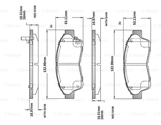 F 03B 150 023 BOSCH Комплект тормозных колодок, дисковый тормоз (фото 1)
