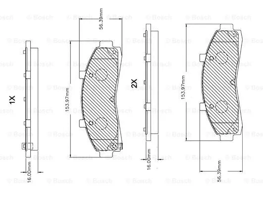 F 03B 150 255 BOSCH Комплект тормозных колодок, дисковый тормоз (фото 1)