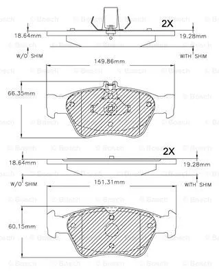 F 03B 150 271 BOSCH Комплект тормозных колодок, дисковый тормоз (фото 1)