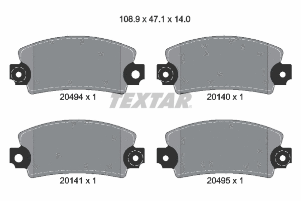 2049401 TEXTAR Комплект тормозных колодок, дисковый тормоз (фото 1)