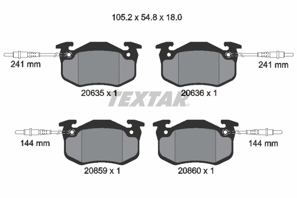 2063503 TEXTAR Комплект тормозных колодок, дисковый тормоз (фото 1)