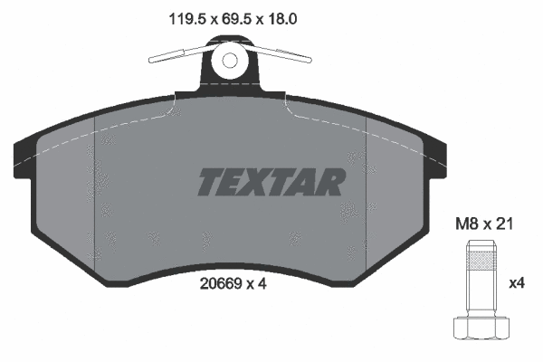 2066928 TEXTAR Комплект тормозных колодок, дисковый тормоз (фото 1)