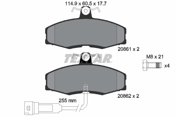 2086109 TEXTAR Комплект тормозных колодок, дисковый тормоз (фото 1)