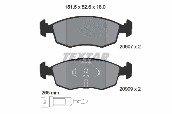 2090702 TEXTAR Комплект тормозных колодок, дисковый тормоз (фото 1)