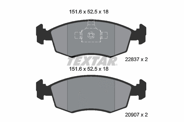 2090704 TEXTAR Комплект тормозных колодок, дисковый тормоз (фото 1)