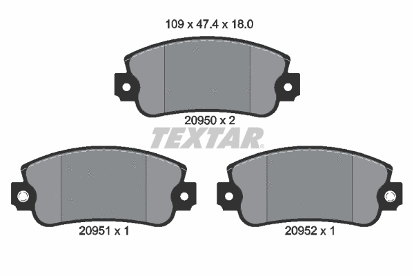 2095006 TEXTAR Комплект тормозных колодок, дисковый тормоз (фото 1)