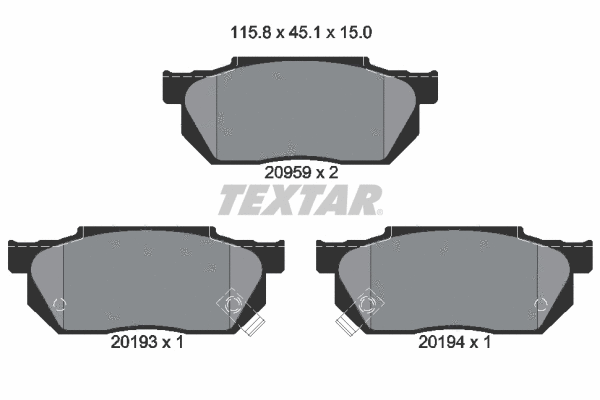 2095902 TEXTAR Комплект тормозных колодок, дисковый тормоз (фото 1)