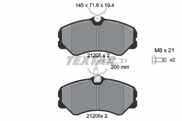 2120501 TEXTAR Комплект тормозных колодок, дисковый тормоз (фото 1)