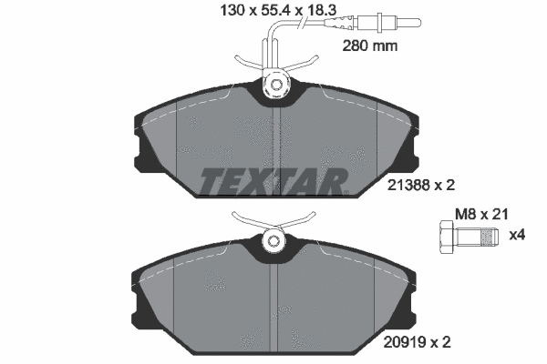 2138802 TEXTAR Комплект тормозных колодок, дисковый тормоз (фото 1)