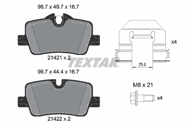 2142101 TEXTAR Комплект тормозных колодок, дисковый тормоз (фото 1)